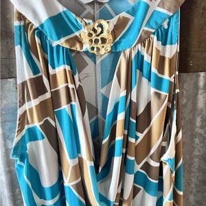 Trina Turk Multicolor Halter Mini Dress Cover-Up Sz M Summer Beach Resortwear